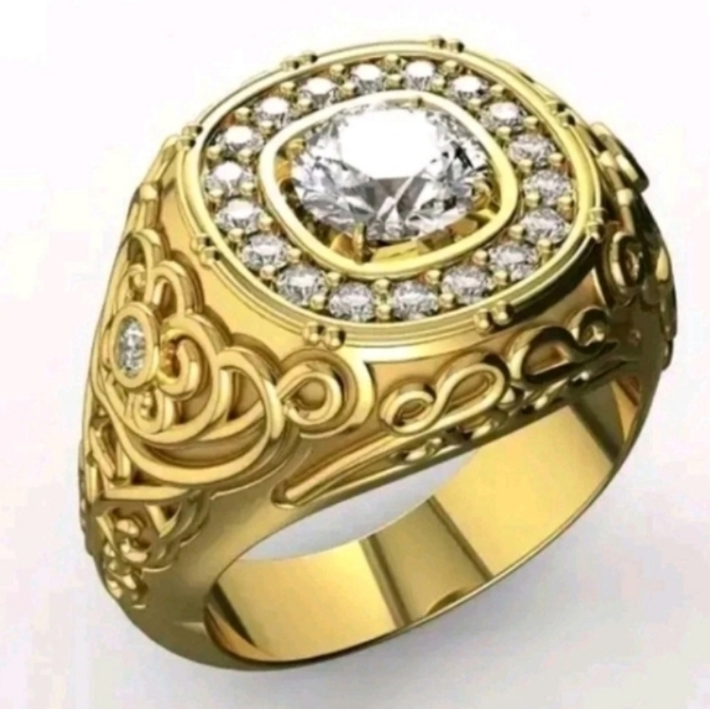 Mens 3ct Oval Cut Moissanite Band Ring 14k Yellow Gold Plated Sz 10